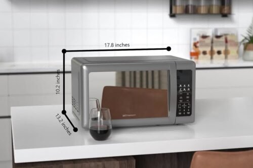 Compact Countertop Microwave Oven with Sleek Mirrored Finish Door 10 Power Levels, 6 Auto Menus - Image 3