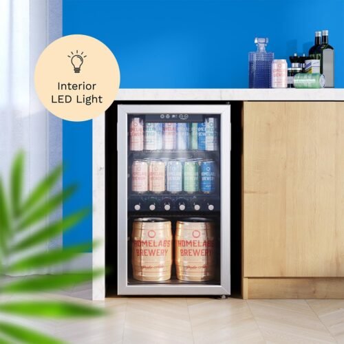 Beverage Refrigerator and Cooler - Mini Fridge with Glass Door for Soda Beer or Wine - 120 Cans Capacity - Image 5