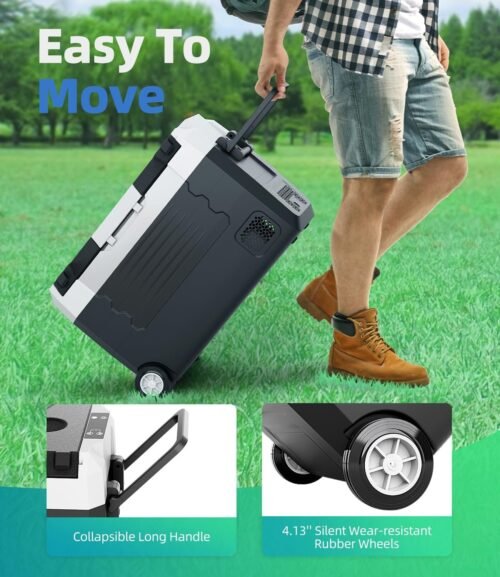 12 Volt Refrigerator, 53QT(50L) Compressor Electric Cooler with Wheels, Car Fridge with APP Control, Portable Freezer - Image 3