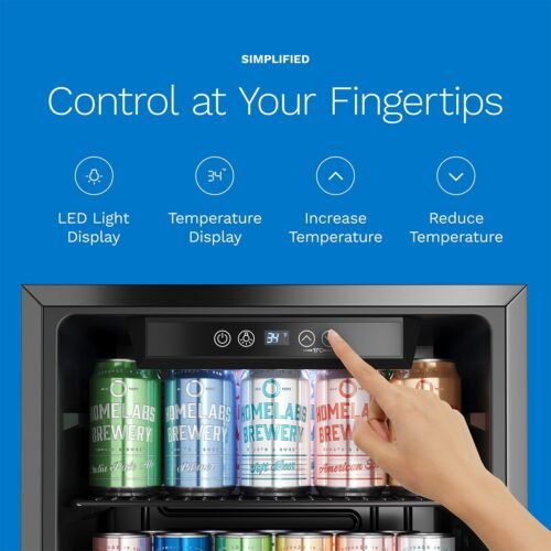 Beverage Refrigerator and Cooler - Mini Fridge with Glass Door for Soda Beer or Wine - 120 Cans Capacity - Image 4