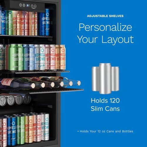 Beverage Refrigerator and Cooler - Mini Fridge with Glass Door for Soda Beer or Wine - 120 Cans Capacity - Image 3