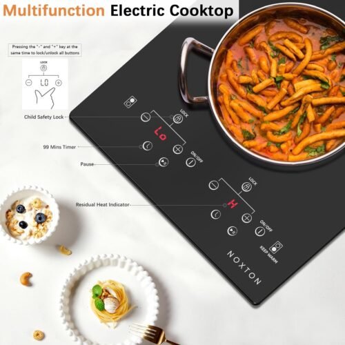 110V Electric Cooktop 2 Burners, 12 Inch Electric Stove,Counter top Burner & Built-in Ceramic Stovetop - Image 5