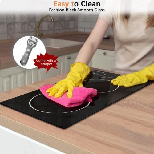 110V Electric Cooktop 2 Burners, 12 Inch Electric Stove,Counter top Burner & Built-in Ceramic Stovetop - Image 7