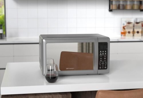 Compact Countertop Microwave Oven with Sleek Mirrored Finish Door 10 Power Levels, 6 Auto Menus - Image 2