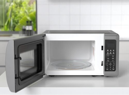 Compact Countertop Microwave Oven with Sleek Mirrored Finish Door 10 Power Levels, 6 Auto Menus - Image 5