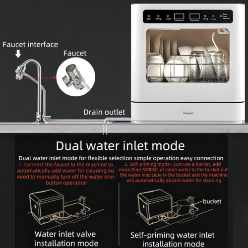 Dishwasher Countertop dishwasher Portable small automatic cleaning 4 cleaning modes and drying and disinfection mode Automatic - Image 6