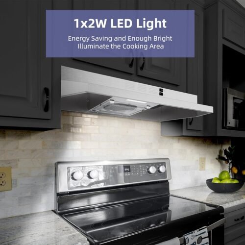 30 inch Range Hood Under Cabinet, Ducted/Ductless Convertible Stainless Steel Kitchen Range Hood with Rocker Button Control - Image 5
