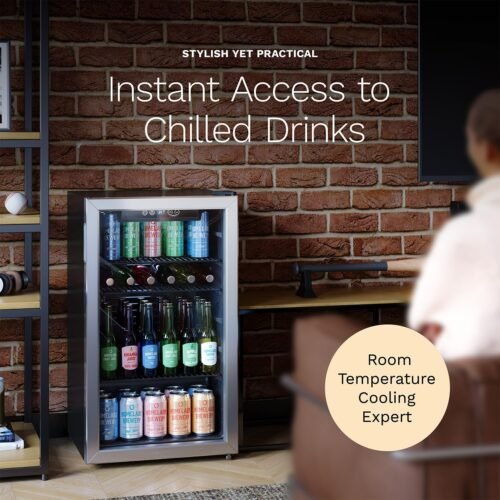 Beverage Refrigerator and Cooler - Mini Fridge with Glass Door for Soda Beer or Wine - 120 Cans Capacity - Image 6