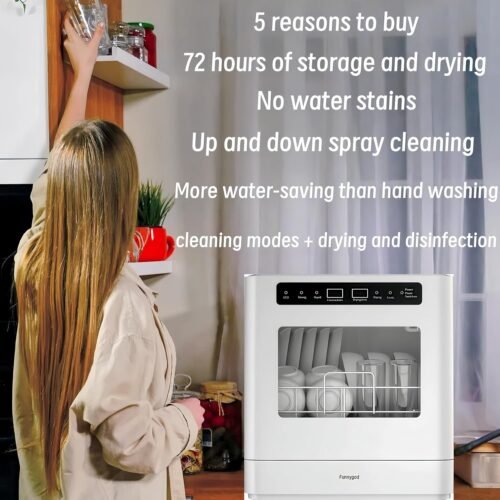 Dishwasher Countertop dishwasher Portable small automatic cleaning 4 cleaning modes and drying and disinfection mode Automatic - Image 4