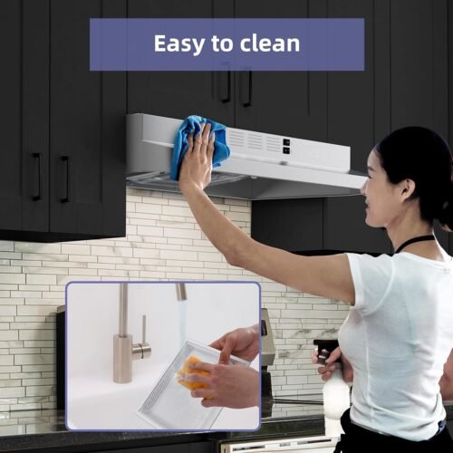 30 inch Range Hood Under Cabinet, Ducted/Ductless Convertible Stainless Steel Kitchen Range Hood with Rocker Button Control - Image 8