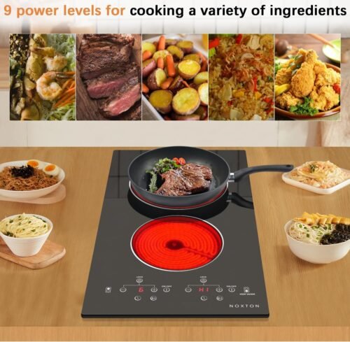 110V Electric Cooktop 2 Burners, 12 Inch Electric Stove,Counter top Burner & Built-in Ceramic Stovetop - Image 6
